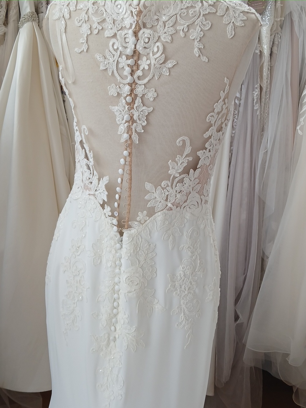 Illusion Lace Bodice Wedding Dress - Picture 4 of 6